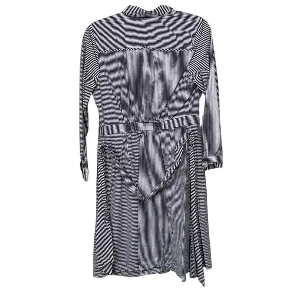 J. Crew Nautical Navy and White Striped Shirt Dress
